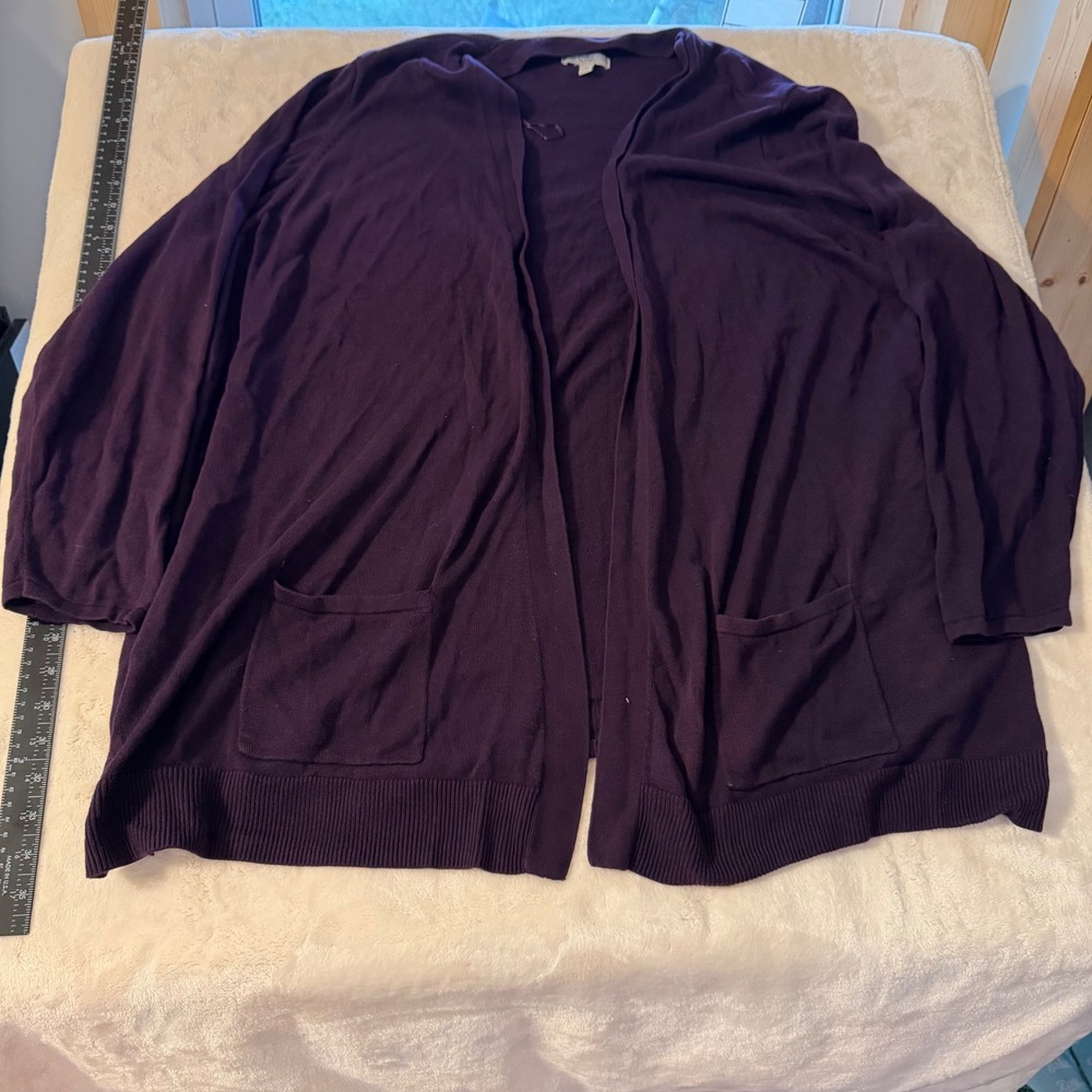 Croft & Barrow Purple Open Front Cardigan Sweater Plus Size 3X Cotton Modal
